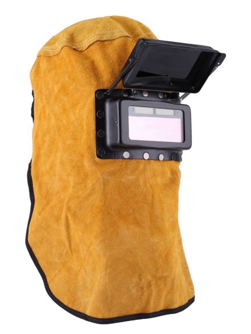 Cowhide Leather Welding Hood Auto Darkening Pancake Helmet Mask Flip Up Lens